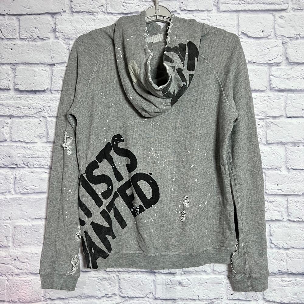 FREECITY Life Nature Love Hoodie SIZE 2 Gray Boho Distressed Oversized